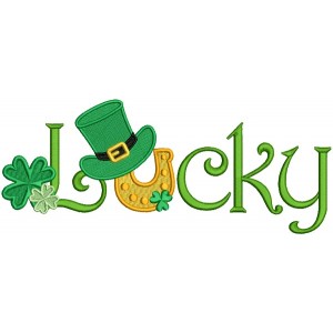 Lucky With A Horseshoe St. Patrick's Day Filled Machine Embroidery Design Digitized Pattern